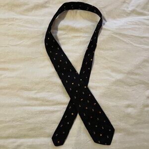 Vintage Navy Brooks Brothers Narrow Tie with Nautical Pattern